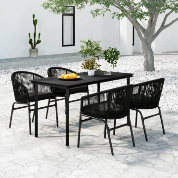 Set de servit masa pentru grădină, 5 piese, negru