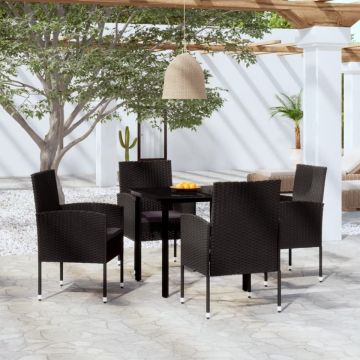 Set de servit masa pentru grădină, 5 piese, negru