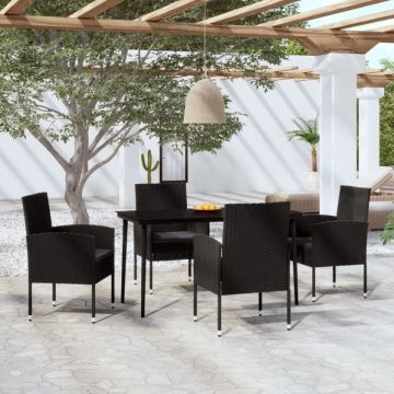 Set de servit masa pentru grădină, 5 piese, negru