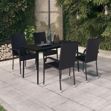 Set de servit masa pentru grădină, 5 piese, negru