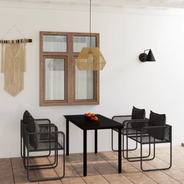 Set de servit masa pentru grădină, 5 piese, negru