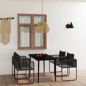 Set de servit masa pentru grădină, 5 piese, negru