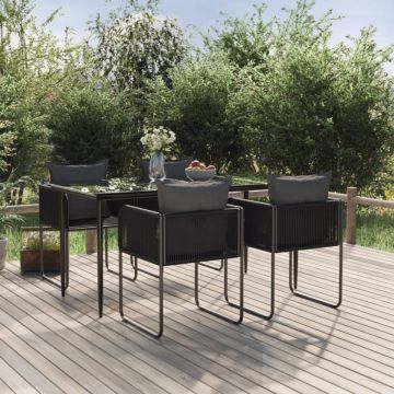 Set de servit masa pentru grădină, 5 piese, negru