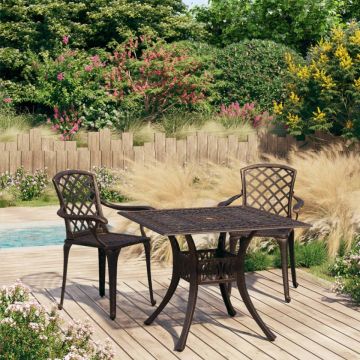 Set mobilier de bistro, 3 piese, bronz, aluminiu turnat