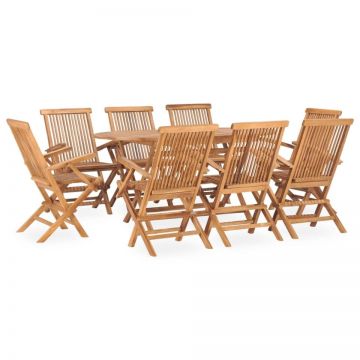 Set mobilier de exterior pliabil, 9 piese, lemn masiv de tec