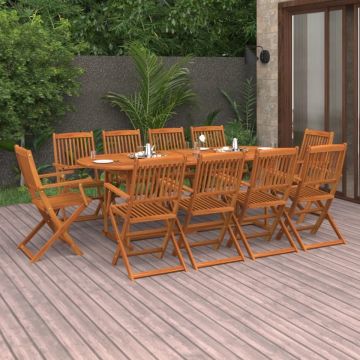 Set mobilier de grădină 11 piese 220x90x75cm, lemn masiv acacia
