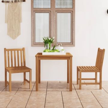 Set mobilier de grădină, 3 piese, lemn masiv de tec