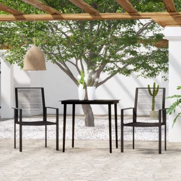 Set mobilier de grădină, 3 piese, negru Set mobilier de grădină, 3 piese, negru