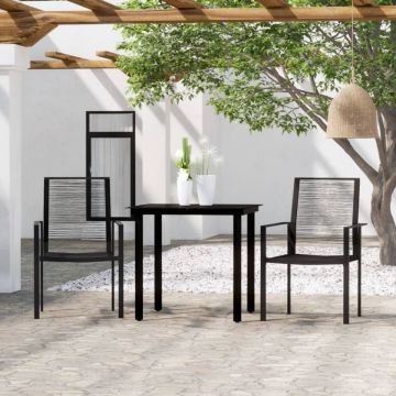 Set mobilier de grădină, 3 piese, negru