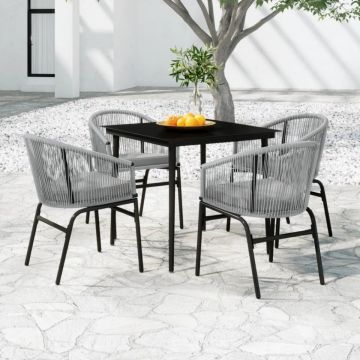 Set mobilier de grădină, 5 piese, gri