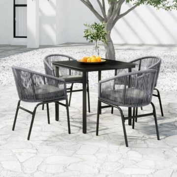 Set mobilier de grădină, 5 piese, gri