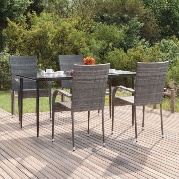 Set mobilier de grădină, 5 piese, gri, poliratan