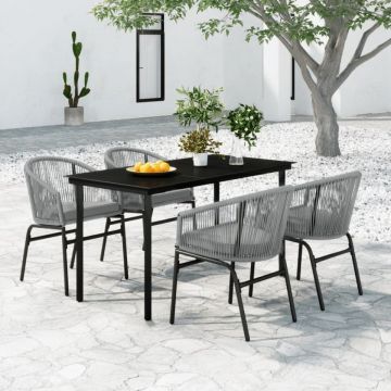 Set mobilier de grădină, 5 piese, gri
