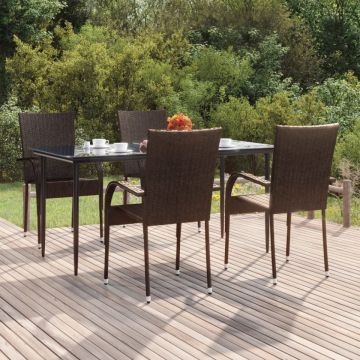 Set mobilier de grădină, 5 piese, maro, poliratan