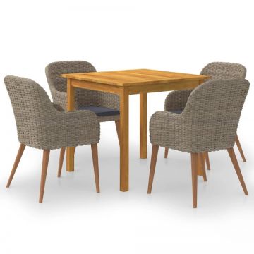 Set mobilier de grădină, 5 piese, maro