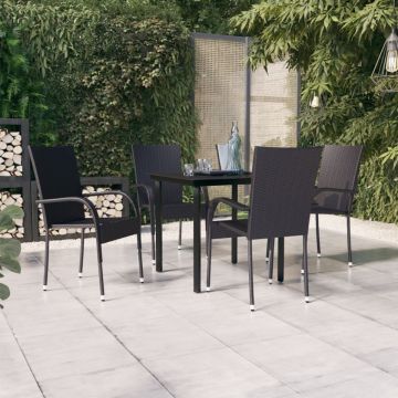 Set mobilier de grădină, 5 piese, negru