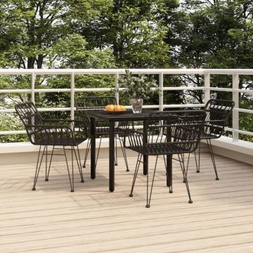 Set mobilier de grădină, 5 piese, negru, poliratan