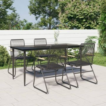 Set mobilier de grădină, 5 piese, negru, ratan PVC