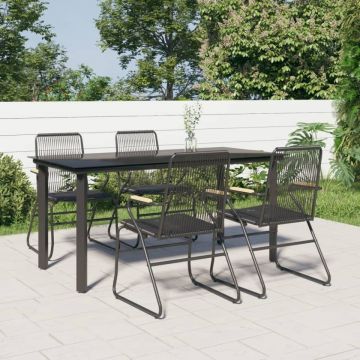 Set mobilier de grădină, 5 piese, negru, ratan PVC