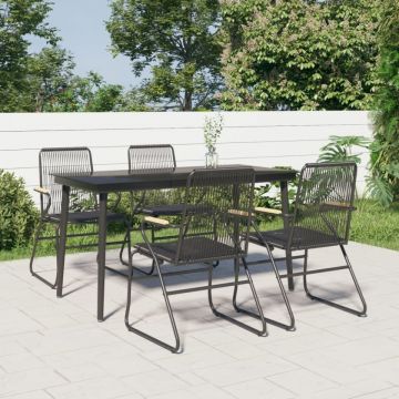 Set mobilier de grădină, 5 piese, negru, ratan PVC