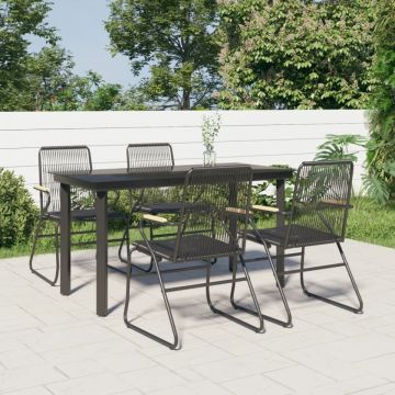 Set mobilier de grădină, 5 piese, negru, ratan PVC