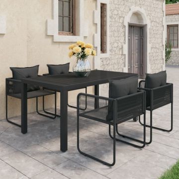 Set mobilier de grădină, 5 piese, negru, ratan PVC