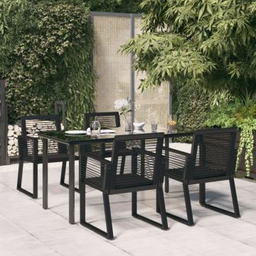 Set mobilier de grădină, 5 piese, negru, ratan PVC