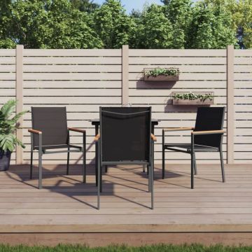 Set mobilier de grădină, 5 piese, negru, textilenă și oțel