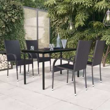 Set mobilier de grădină, 5 piese, negru