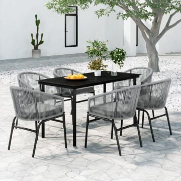 Set mobilier de grădină, 7 piese, gri