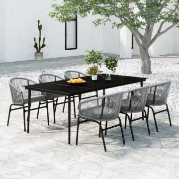 Set mobilier de grădină, 7 piese, gri