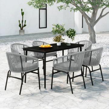 Set mobilier de grădină, 7 piese, gri