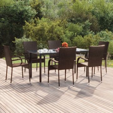 Set mobilier de grădină, 7 piese, maro, poliratan
