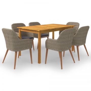 Set mobilier de grădină, 7 piese, maro