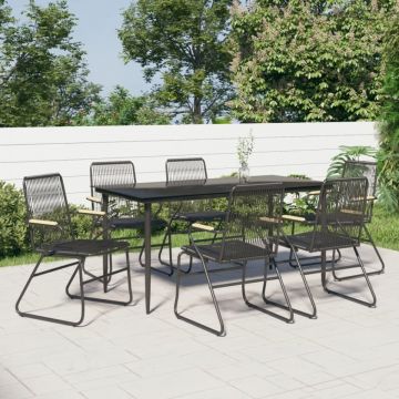 Set mobilier de grădină, 7 piese, negru, ratan PVC