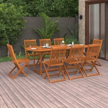 Set mobilier de grădină 9 piese 220x90x75 cm, lemn masiv acacia