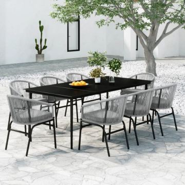Set mobilier de grădină, 9 piese, gri Set mobilier de grădină, 9 piese, gri