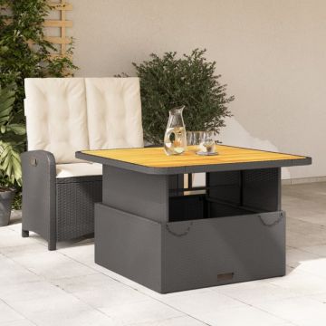 Set mobilier de grădină cu perne, 2 piese, negru, poliratan