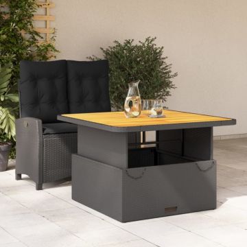 Set mobilier de grădină cu perne, 2 piese, negru, poliratan