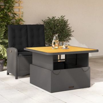 Set mobilier de grădină cu perne, 2 piese, negru, poliratan