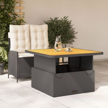 Set mobilier de grădină cu perne, 2 piese, negru, poliratan