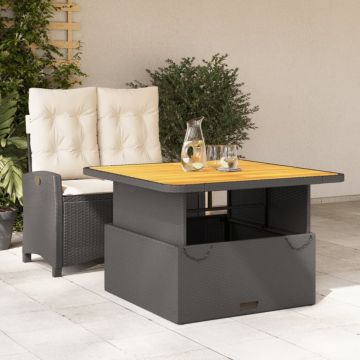 Set mobilier de grădină cu perne, 2 piese, negru, poliratan