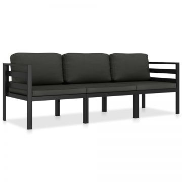 Set mobilier de grădină cu perne, 3 piese, antracit, aluminiu