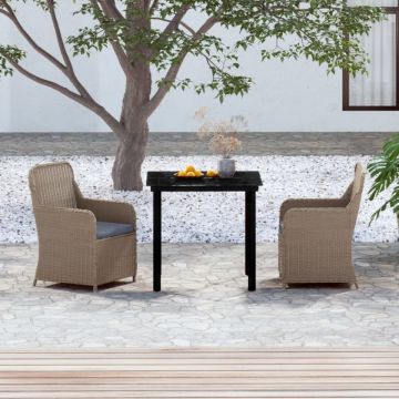 Set mobilier de grădină cu perne, 3 piese, maro