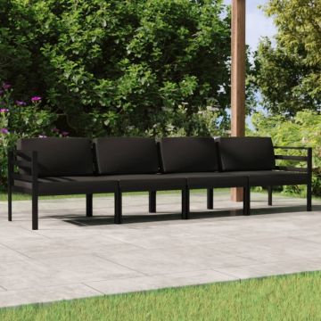 Set mobilier de grădină cu perne, 4 piese, antracit, aluminiu