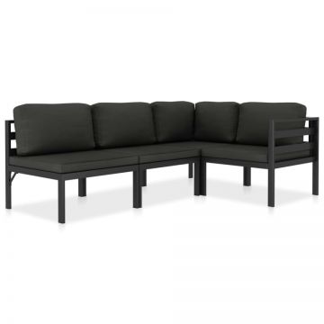 Set mobilier de grădină cu perne, 4 piese, antracit, aluminiu