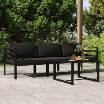 Set mobilier de grădină cu perne, 4 piese, antracit, aluminiu