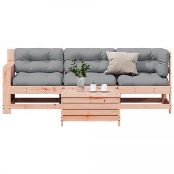 Set mobilier de grădină cu perne, 4 piese, lemn masiv douglas