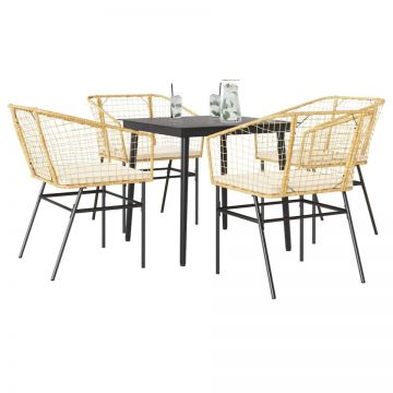 Set mobilier de grădină cu perne 5 piese maro sticlă polirattan Set mobilier de grădină cu perne 5 piese maro sticlă polirattan