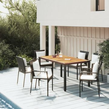 Set mobilier de grădină cu perne, 5 piese, negru, poliratan